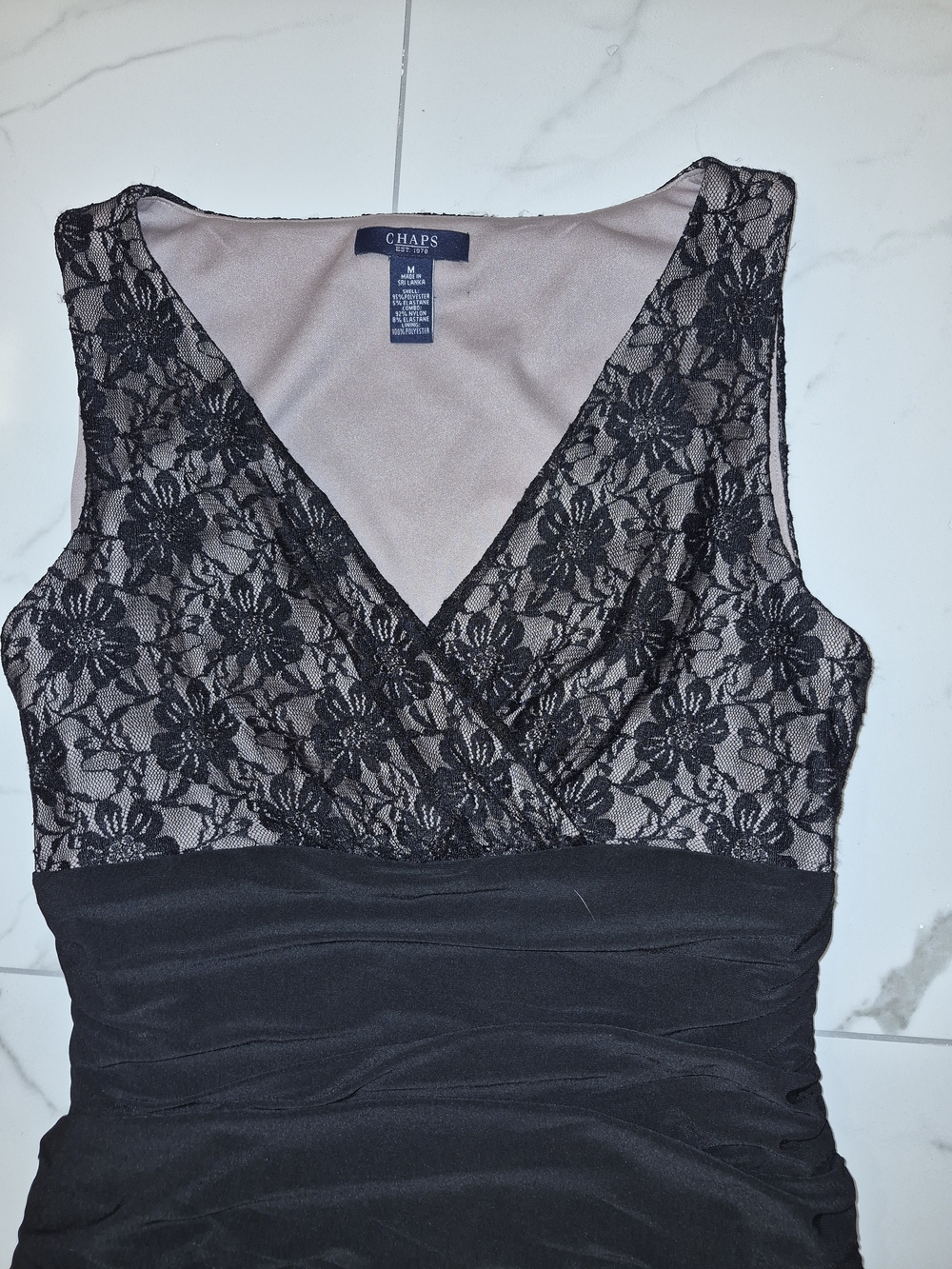 Chaps Black Lace-Panel Sleeveless Nightdress - Picture 3 of 4